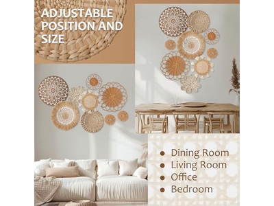 Decorazioni in Rattan per Parete Set di 11 Cesti Decorativi Confezione Personalizzabile