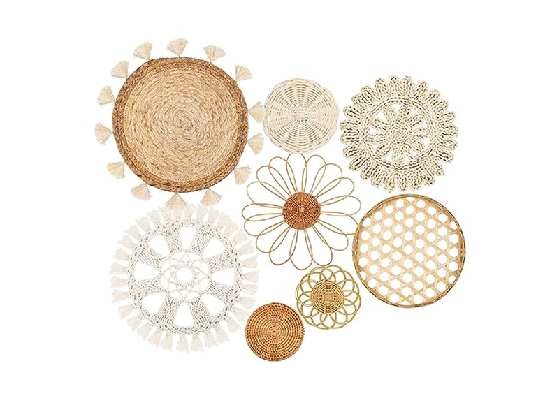 Cesto da Parete Boho Rotondo per Cucina Cesti Stile Rustico Intrecciati