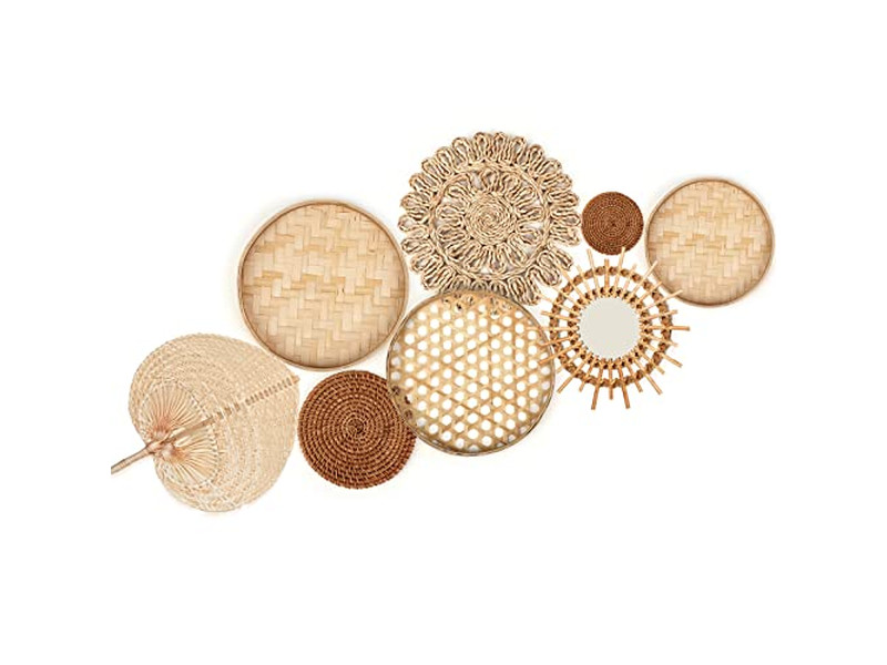 Cesto Murale con Decorazione Blu in Bambù Arte Africana