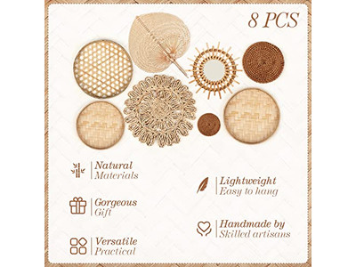 Cesto Murale con Decorazione Blu in Bambù Arte Africana