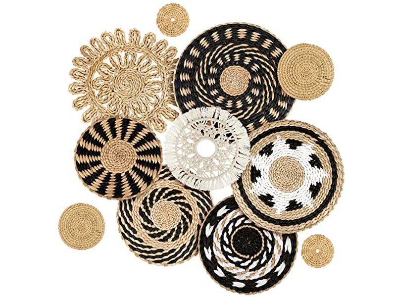 Cesto Intrecciato Boho da Parete Cesti Decorativi Piatti Fatti a Mano Grandi