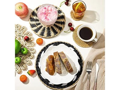 Cesto Intrecciato Boho da Parete Cesti Decorativi Piatti Fatti a Mano Grandi