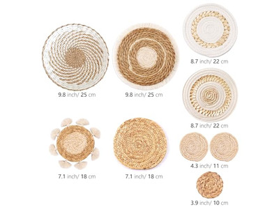 Set di 10 Cesti di Erba Marina per Decorazione Murale