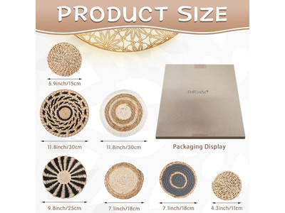 Cesto Intrecciato da Parete Set di Decorazioni per la Casa Boho Appese