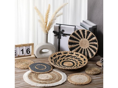 Cesto Intrecciato da Parete Set di Decorazioni per la Casa Boho Appese